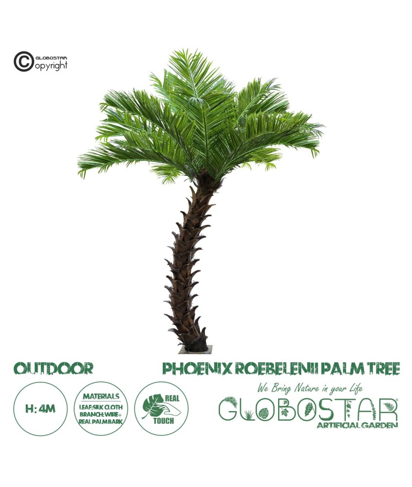 GloboStar® Artificial Garden PHOENIX ROEBELENII PALM TREE 20188 Τεχνητό Διακοσμητικό Φυτό Φοινικόδεντρο Ρομπελίνι Εξωτερικού Χώρου IP68 UV Certified Protection Υ400cm
